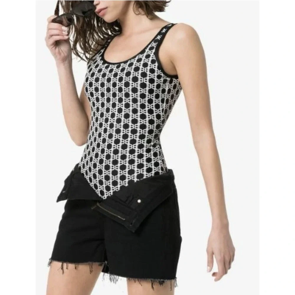 Balmain‎ Paris Monogram Logo Black One Piece Swimsuit Woman's Size 42 $600 Value